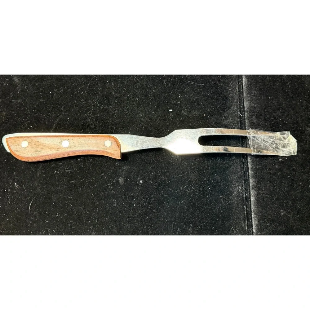 Vintage RS Stainless Meat Carving Fork Wood Handle Made in Japan‎ 2-Tine Cutlery